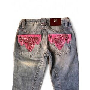 Vintage Jeans Antik Denim Western Bratz Pink Rhinestone McBling Y2K 2000s Diva